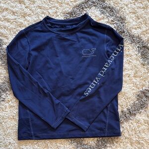 Vineyard Vines Navy Boys Size 5 Long Sleeve Harbor SunTee with Whale Logo